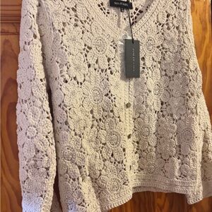 Solitaire Cream Crochet Floral Button Cardigan